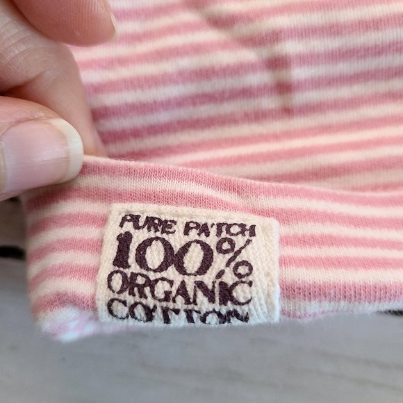 ♡ 5/$20 - Pure Patch Girl's Pink Stripped 100% Organic Cotton Beanie Hat - Picture 4 of 4